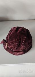 Cappello cloche velluto vinaccia bordeaux vintage