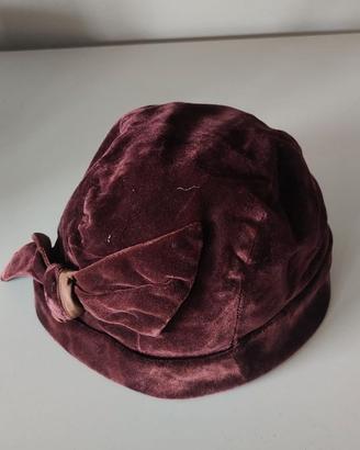 Cappello cloche velluto vinaccia bordeaux vintage