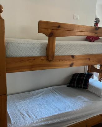 Letto a castello legno massello + 1 materasso