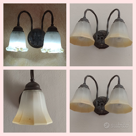 Lampade in Ferro Battuto e Vetro