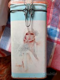 Vecchio barattolo in latta Sara Moon, rarissimo 