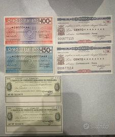 Lotto di 6 mini assegni Circolari d'epoca 1976-77