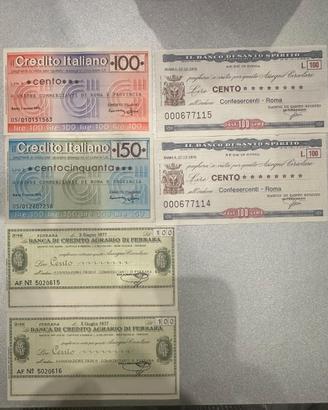 Lotto di 6 mini assegni Circolari d'epoca 1976-77