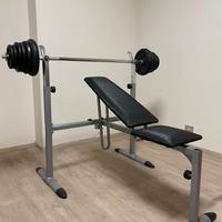 Panca pesi con bilanciere leg curl e manubri