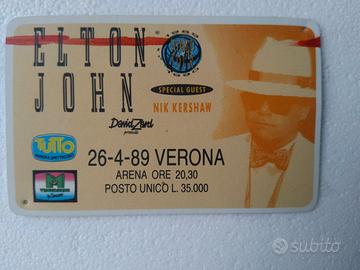 biglietto concerto Elton John arena di Verona 1989