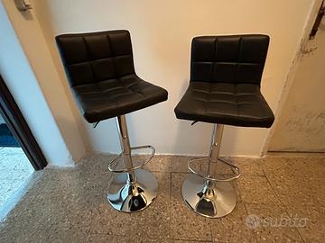 Set di 2 Sgabelli Neri Ecopelle Bar/Cucina