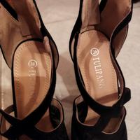 scarpe alte in pelle e pizzo