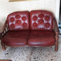 Salotto rustico in pelle bordeaux