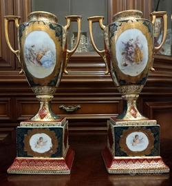 antica coppia vasi Royal Vienna epoca 1800 alti 30