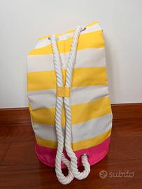 Zaino secchiello spiaggia righe giallo/bianco