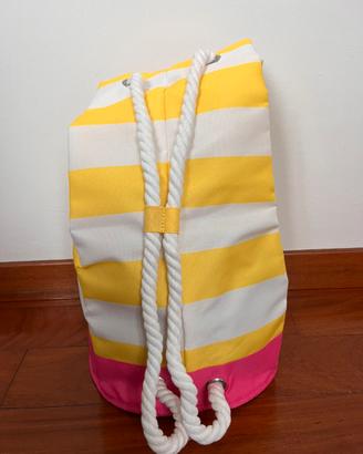 Zaino secchiello spiaggia righe giallo/bianco