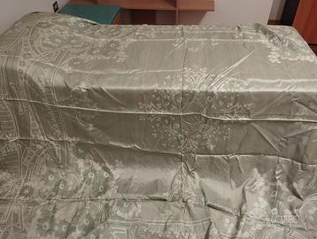 Copriletto raso verde menta, anni 40, matrimoniale