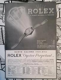 Poster Pubblicità Orologio Rolex Oyster 1939 Epoca