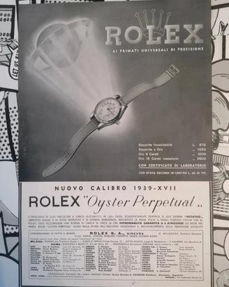 Poster Pubblicità Orologio Rolex Oyster 1939 Epoca