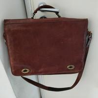 Borsa vintage a traccolla marrone in vera pelle