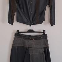 completo donna pelle e camoscio stile vintage 