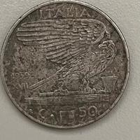 Moneta italiana da 50 centesimi del 1939