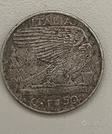 Moneta italiana da 50 centesimi del 1939