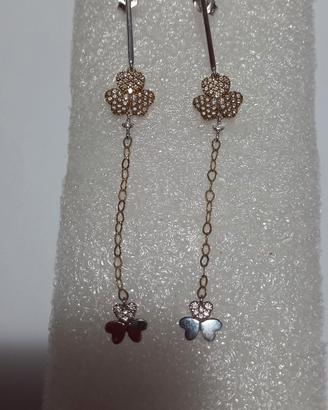 Orecchini in oro bianco 750 18kt con brillantini 