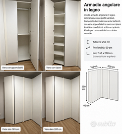Armadio angolare bianco 165x200 h250cm