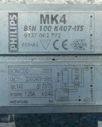 Reattore lampade PHILIPS MK4 100 watt