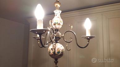 LAMPADARIO CERAMICA+2 ABAT-JOUR+ 2 TAVOLETTE