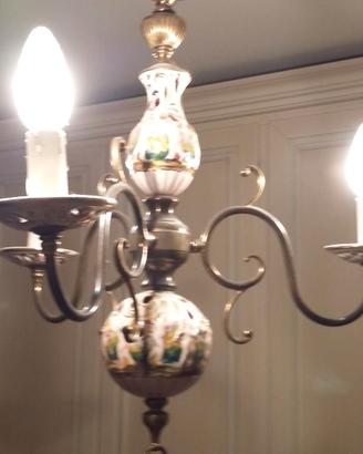 LAMPADARIO CERAMICA+2 ABAT-JOUR+ 2 TAVOLETTE
