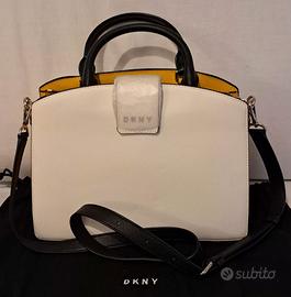 DKNY Clara borsa a mano e tracolla bianca/gialla
