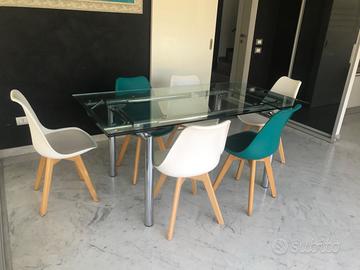 Tavolo da pranzo allungabile in vetro temperato