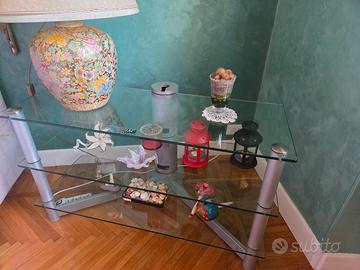 mobile porta TV in vetro di cristallo