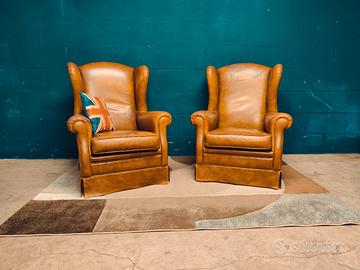 Coppia poltrone Chester Chesterfield cuoio inglese