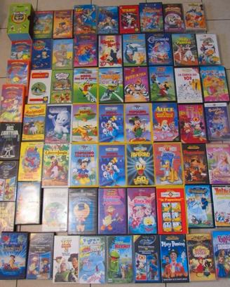 videocassette vhs usate cartoni animati 60 pz.