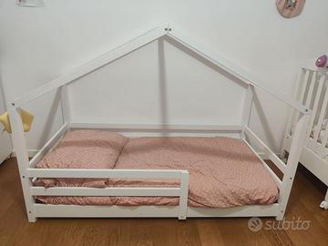 Letto per Bambino a Forma di Casetta con Barriere