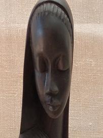 Scultura vintage maternità Ebano 1' metà XX secolo