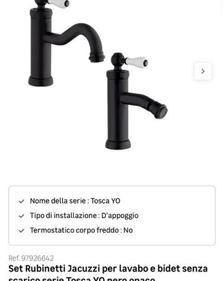 Set rubinetti Jacuzzi nero opaco Nuovi