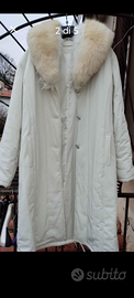 Impermeabile cappotto con collo di volpe