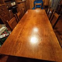 Tavolo da pranzo + 8 sedie in legno rustico
