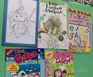5 riviste libri attività giochi colorare bambini