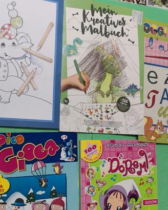 5 riviste libri attività giochi colorare bambini
