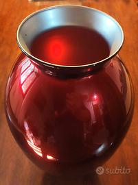 VASO ROSSO DECORATO A MANO.