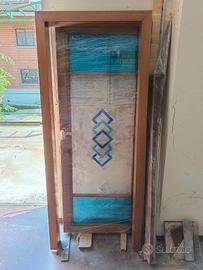 Porta scorrevole in vetro artistico completa