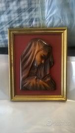Quadro madonna rilievo legno