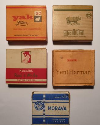 LOTTO 5 RARI PACCHETTI VUOTI SIGARETTE VINTAGE 70