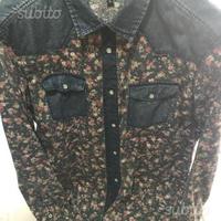 Camicia DENIM jeans fiorata unisex tg.M-L