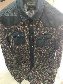 Camicia DENIM jeans fiorata unisex tg.M-L
