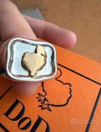 Anello sigillo dodo in argento925 e oro18kt