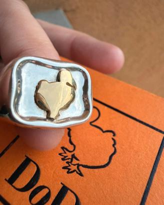 Anello sigillo dodo in argento925 e oro18kt