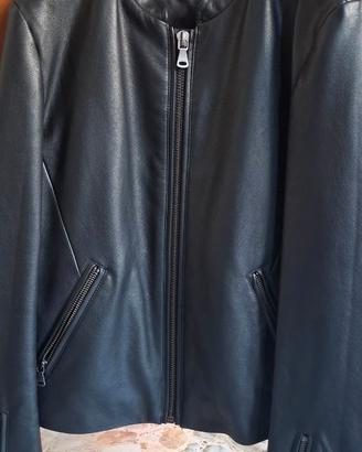 Giubotto slim fit effetto pelle donna sisley nero