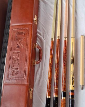 4 stecche LM da biliardo con valigetta in pelle