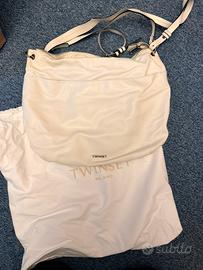 Borsa twinset bianca con manici e tracolla